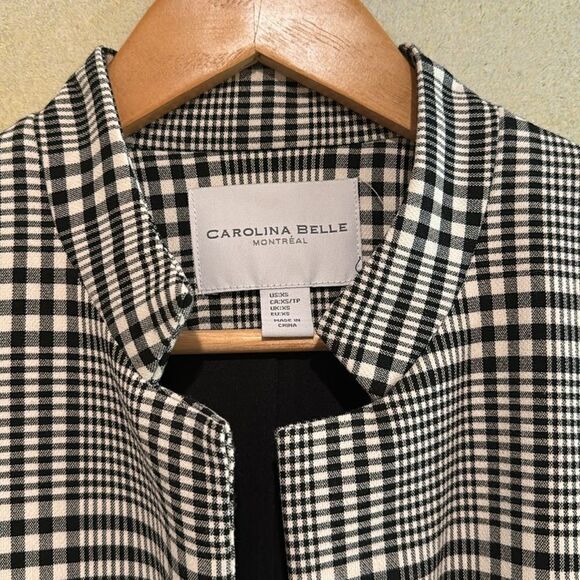 Carolina Belle Montreal Plaid Open Front Lined Blazer Size XS - Picture 2 of 9